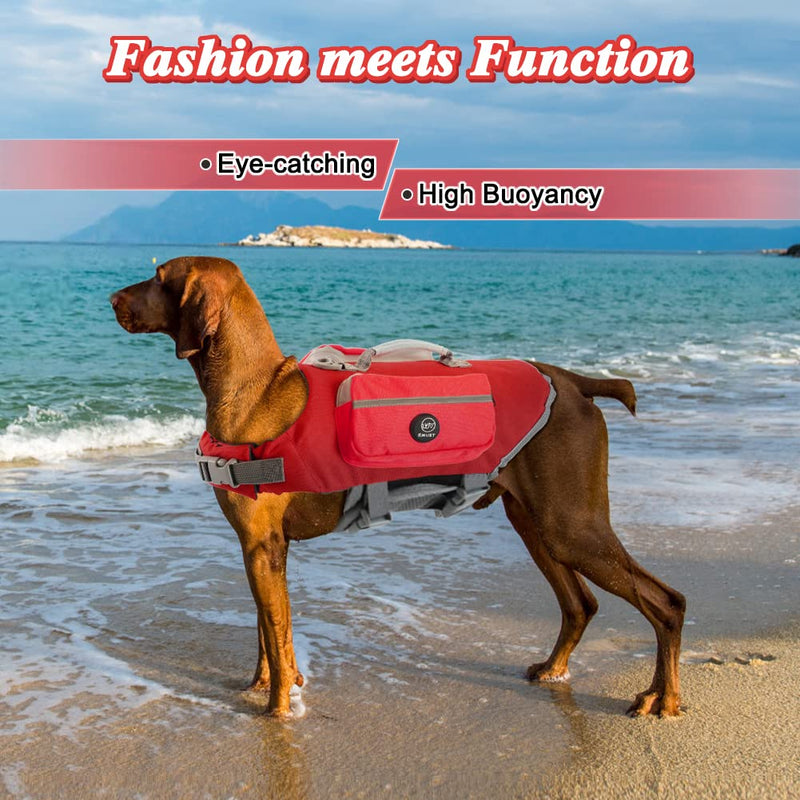 EMUST Dog Flotation Vest, Life Jacket for Small Dogs with Rescue Handle, Small Dog Vests Lifesaver for Swimming Boating Water, Red S - PawsPlanet Australia