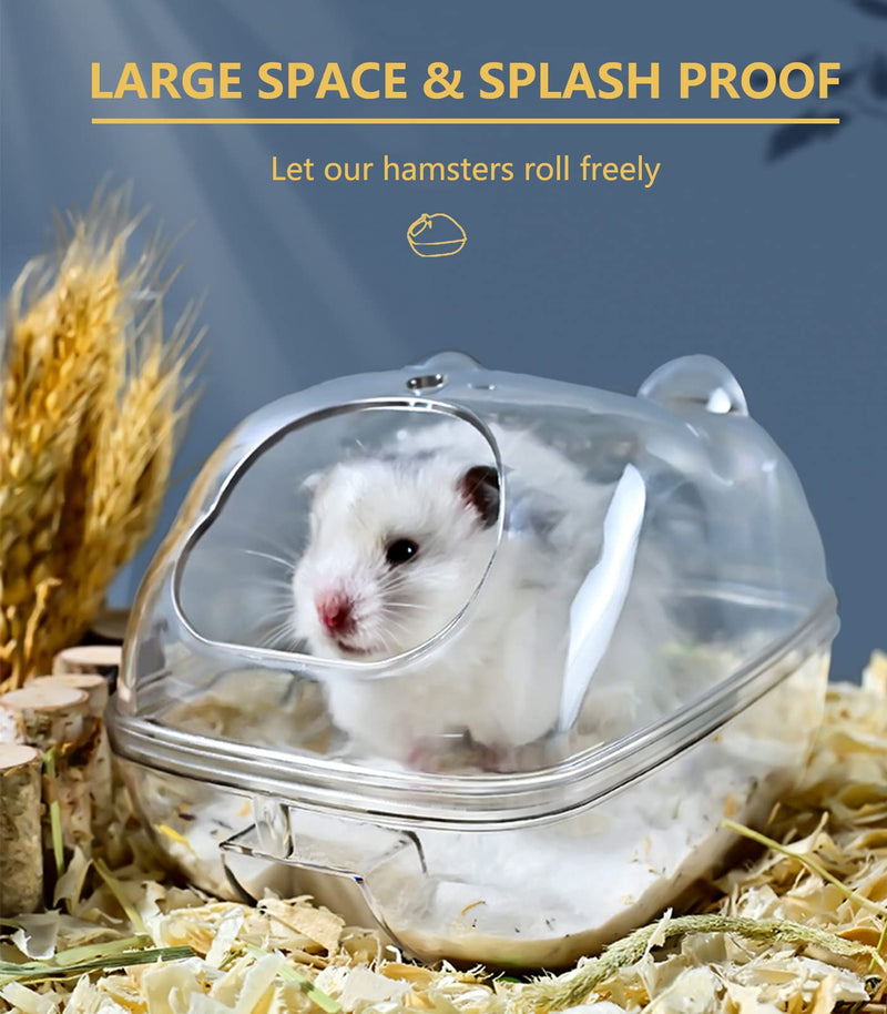 Hamster Sand Bath Container, Hamster Bathtub with Cleaning Scoop, Big Space, Easy to Clean, for Dwarf Hamster, Gerbil, Small Animals S 5.1*3.6*3.6 inches - PawsPlanet Australia
