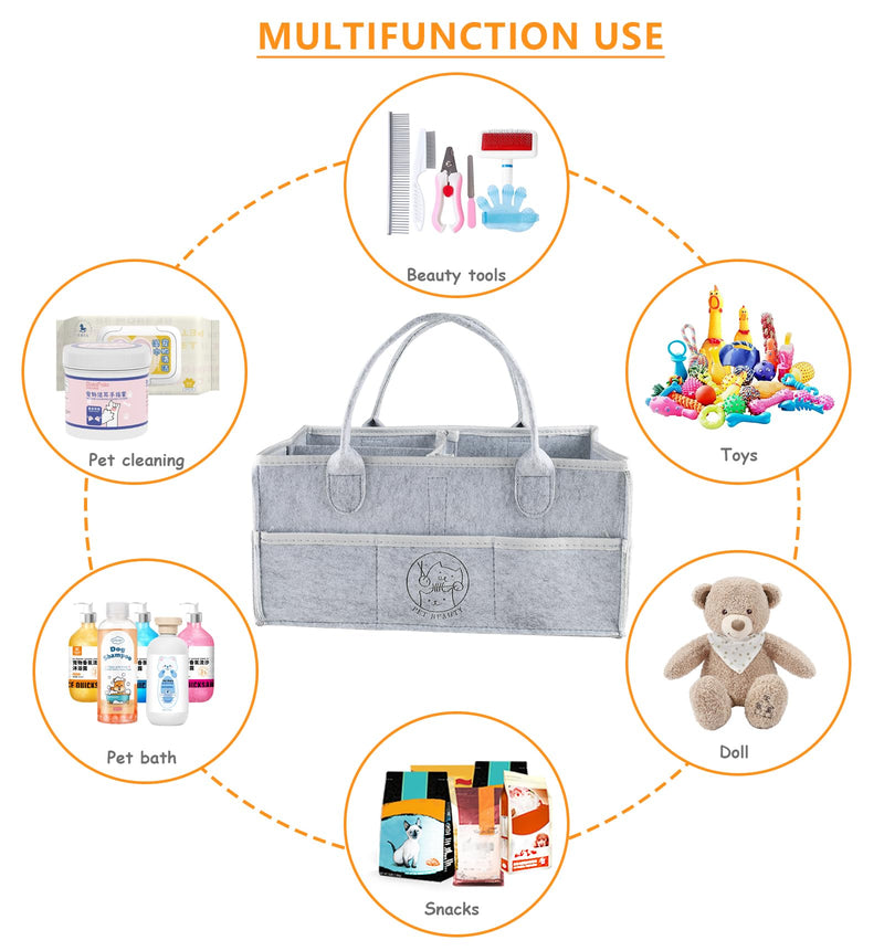 Felt Pet Dog Grooming Bag,Dog Storage Organizer for Grooming Supplies,Portable Tote Organizer for Pet Stuff,Ideal for Dog Cat Toys,Blanket, Shampoo,Trimmer,Clipper,Combo,Brush - PawsPlanet Australia