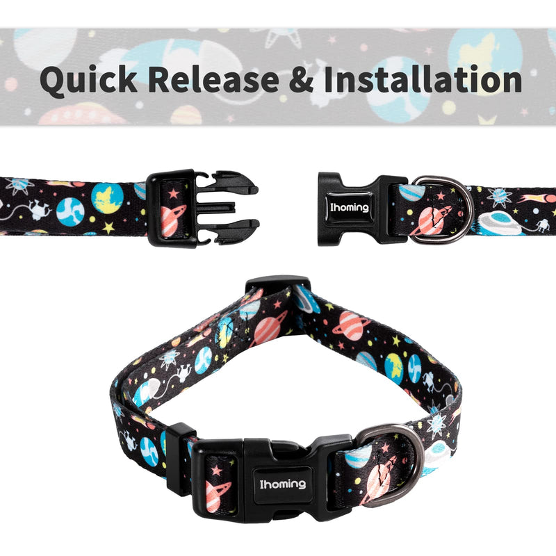 Ihoming Dog Collar and Leash Set for Daily Outdoor Walking Running Training, Space Design for Small Boys Girls Dogs Cats Pets, S-Up to 20LBS B-Space Small (Pack of 1) - PawsPlanet Australia
