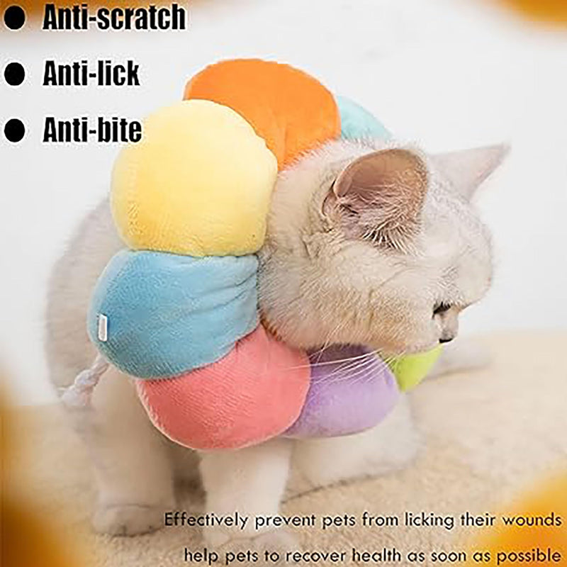 Pet Recovery Collar, Dog Cat Cone Collar Recovery Kitten Soft Neck, Adjustable Buckle, sun flower Soft Protective, Excellent Recovery Surgery Wound, Elizabeth Comfy Cotton, Not Block Vision (S) Yellow, Beige, Multicolor