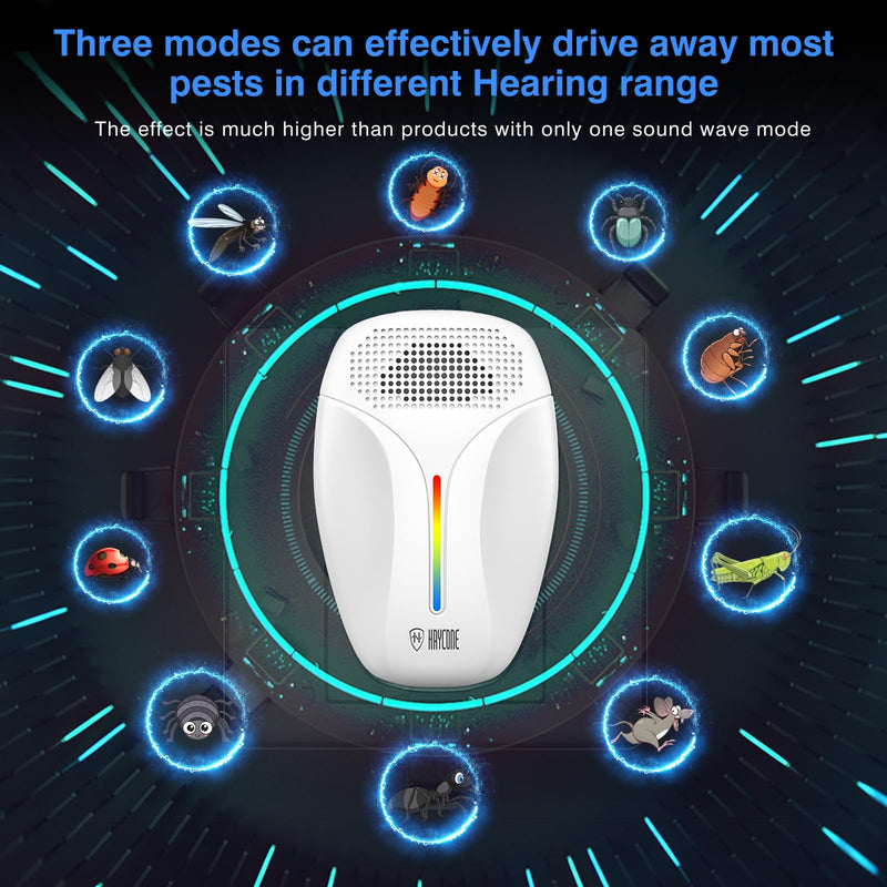 Upgraded Ultrasonic Repeller & Insect Indoor Repeller,Ultrasonic and Repellent for Roach,Rodent,Mouse,Bugs,Mosquito,Mice,Spider,Ant,3 Mode Switching,6 Packs 1 Count (Pack of 6) White - PawsPlanet Australia