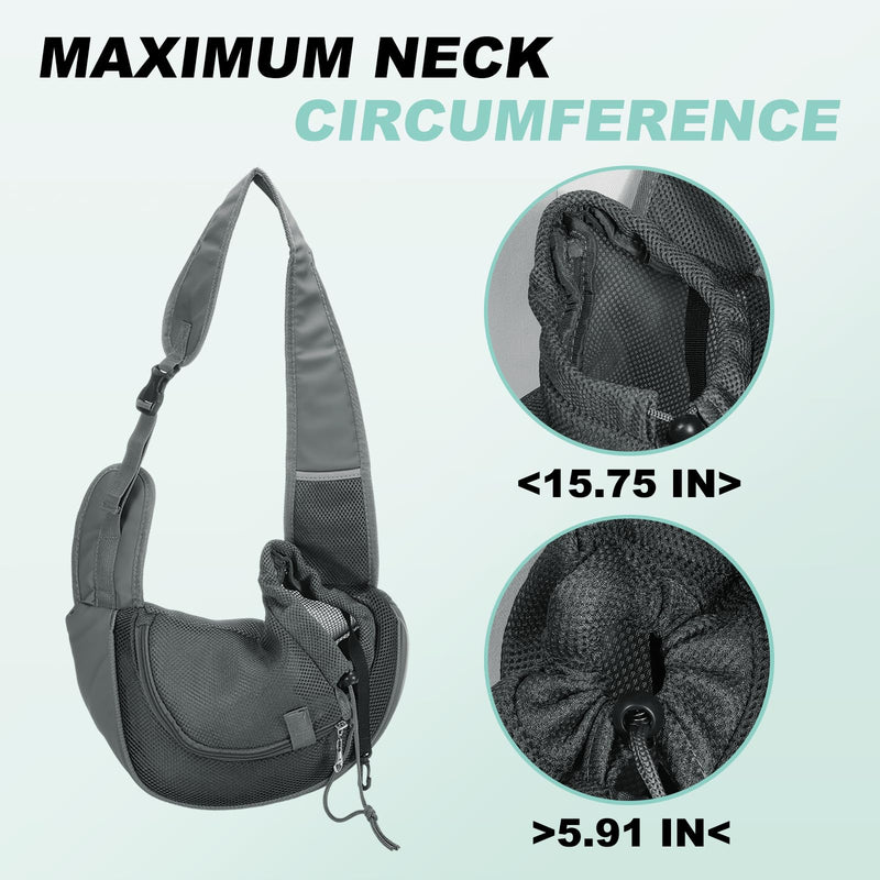 Dog Sling Carrier for Small Pet Up to 13.2 lbs Hand-Free Drawstring Pet Sling Carrier with Safety Hook & Adjustable Strap, (Black, 1 Pcs) Intended for Hiking and Camping Black Large (Up to 13.2lbs) - PawsPlanet Australia