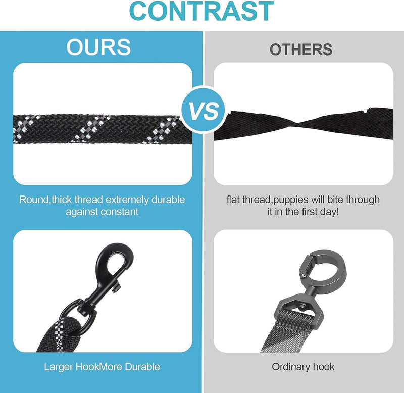 3 Dog Leash No Tangle, Heavy Duty Multiple Dog Lead Shock Absorbing Bungee with Padded Handle Removable Pet Traction Walking Rope for Medium Large Dogs (25-180 Lbs) Black - PawsPlanet Australia