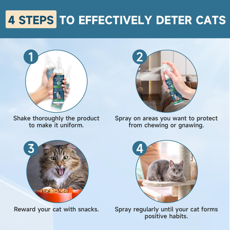 Cat Deterrent Spray, Natural Cat Repellent Spray, Anti-Scratch Deterrent for Furniture, Sofas, Rugs, Curtains, Plants, Indoor & Outdoor Repellent Cats Kittens, Non-Toxic, Alcohol-Free 6.76 FL Oz