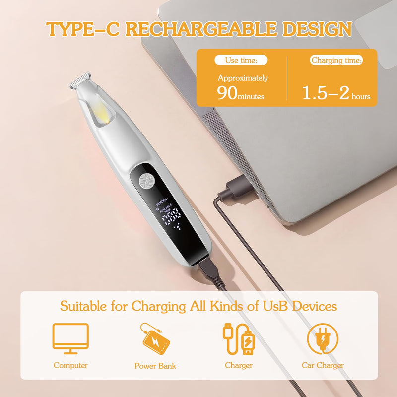 Pet MicroPrecision Trimmer, 2025 Upgraded Dog Paw Trimmer with LED Light, Low Noise Waterproof Rechargeable Paw Hair Trimmer,Rechargeable Clipper for Dogs Cats Trimming Paws, Eyes, Ears, Face, Rump - PawsPlanet Australia