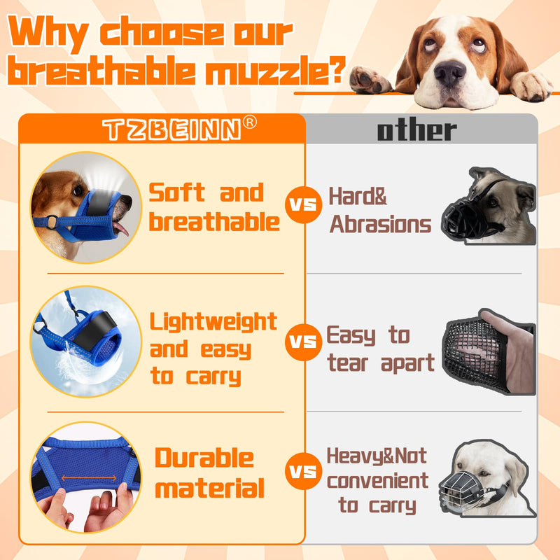 Dog Muzzle, Soft No Barking Bite Mesh Muzzles for Large Sized Dogs Anti Chewing, Breathable Muzzle for German Shepherd Labrador/Golden Retriever, etc, Suit for Grooming Vet Allows Panting Drinking Blue XL(Circumference:7.8''-11''in) - PawsPlanet Australia