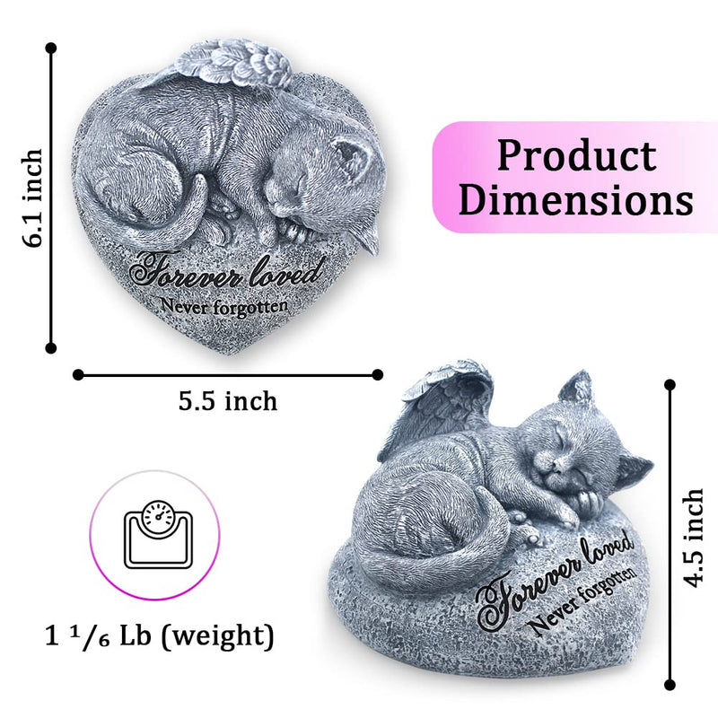 Cat Garden Statue - Pet Memorial Stone - Cat Grave Marker - Beautifully Packaged Memorial Gift, Headstones for Cats or Loss of Cat Sympathy Gift, Sleeping Cat Stepping Stone - PawsPlanet Australia