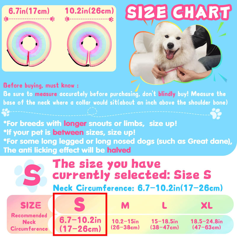 Inflatable Dog Cone Collar Alternative After Surgery, Soft Donut Neck Cone for Yorkshire Pomeranian Small Dogs & Adult Cat, etc, Comfortable Protective E Collar Recovery Cone Not Block Vision Rainbow Small Sized(Neck:6.7-10.2in) - PawsPlanet Australia