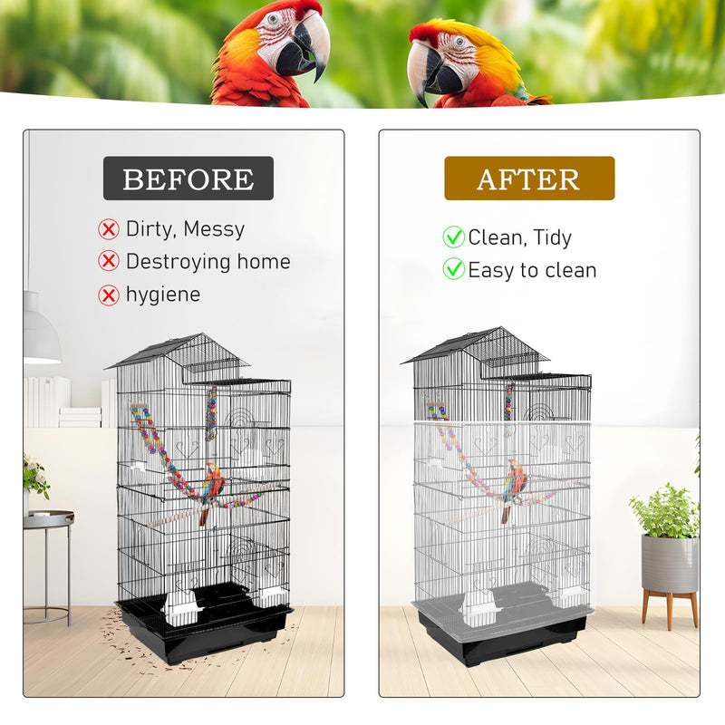 Universal Bird Cage Seed Catcher – Stretchy, Lightweight Mesh Skirt for Parrot Cages, Stops Scatter, Breathable Fabric, Adjustable & Reusable, White viiwxx - PawsPlanet Australia