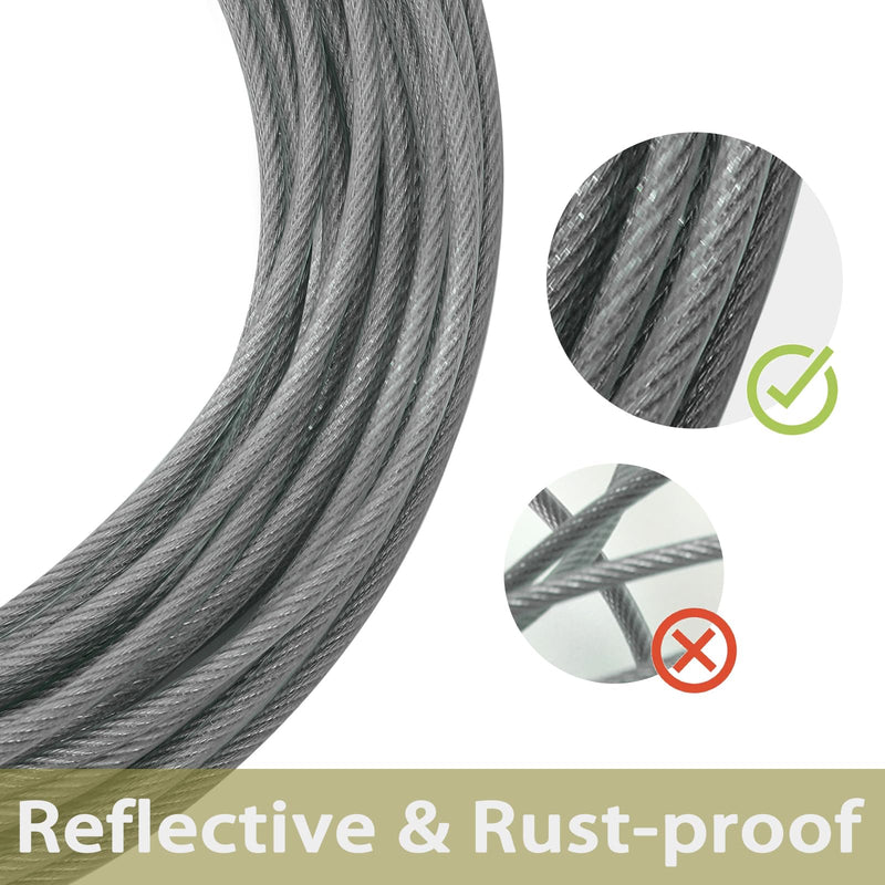 Dog Tie Out Cable 30FT Dog Runner for Stainless Steel Wire Dog Cable with Durable Superior Clips Gray Dog Chains for Outside Dog Lead for Large Dogs Up to 165 lbs - PawsPlanet Australia