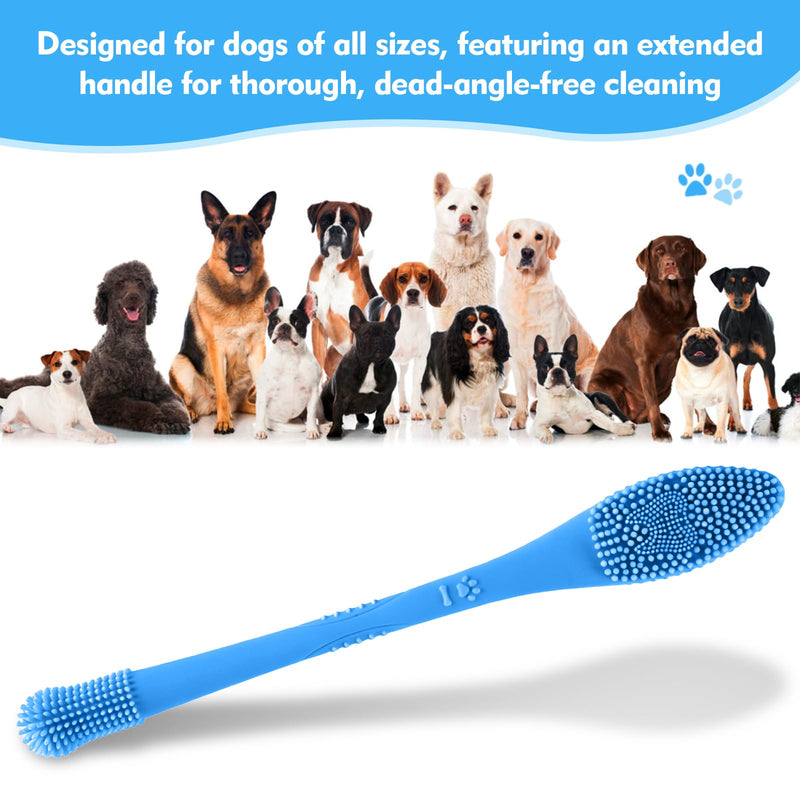Dog Toothbrush，2-piece Dog Tooth Brushing kit，cat Toothbrush,Food-Grade Silicone Dog Tooth Brush for Cleaning Teeth Suitable for Small，Medium and Large Pets (Blue)