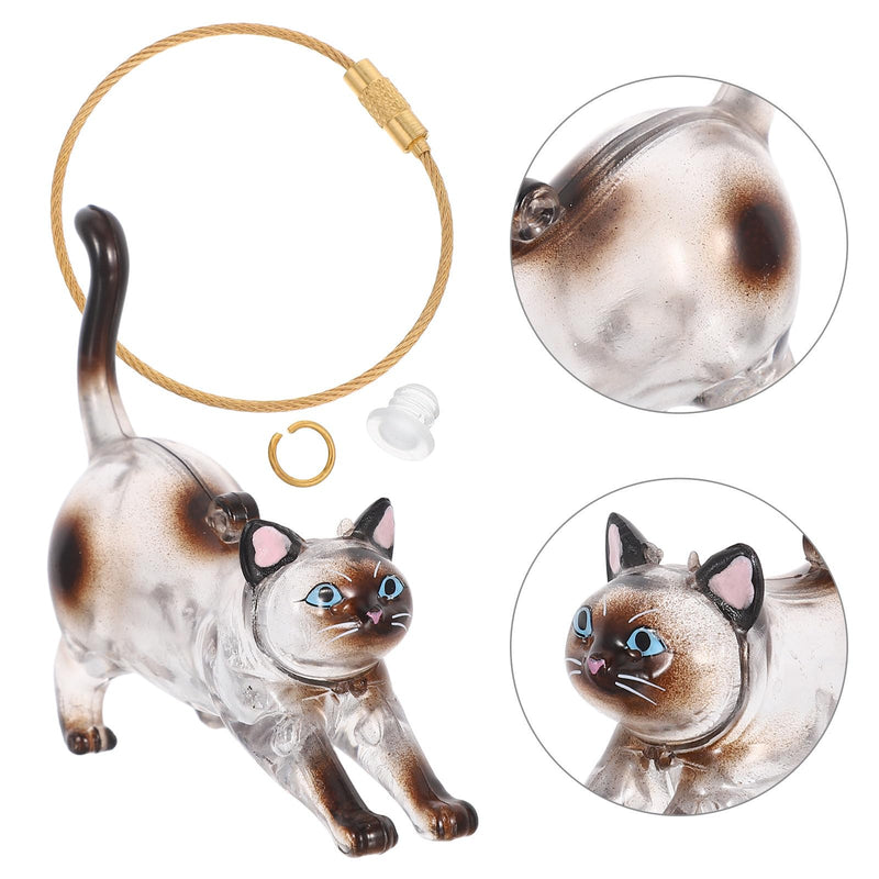 DECHOUS Transparent Pet Hair Capsule Keychain with Siamese Cat Design, Cat Hair Organizer and Accessory for Cat Lovers