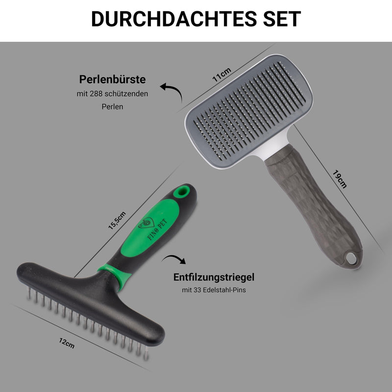 Set of 2 Dog Brushes/Cat Brushes and Curry Comb, Ideal for Grooming & Claw Care, Perfect Cat and Dog Accessories, Undercoat Brush for Dogs and Cats, Puppy Accessories 2er Set mit Perlbürste und Entfilzungsstriegel - PawsPlanet Australia