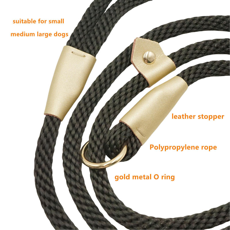 6.5ft Pet Slip Leash, Dog Lead and Collar Combo, Gentle Lead Leash, Recall Training Leash for Small Medium Large Dogs (Black, 6.5ft x 11mm) Black - PawsPlanet Australia