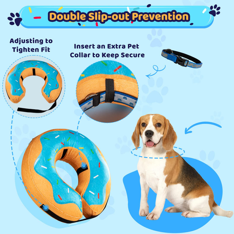Grand Line Donut Inflatable Collar for Dogs and Cats, Soft Recovery Dog Cone After Surgery, Protective Pet Neck Cone for Small, Medium, Large Dogs, Not Block Vision (Blue, M) Blue Donut Medium (Neck:9"-12") - PawsPlanet Australia