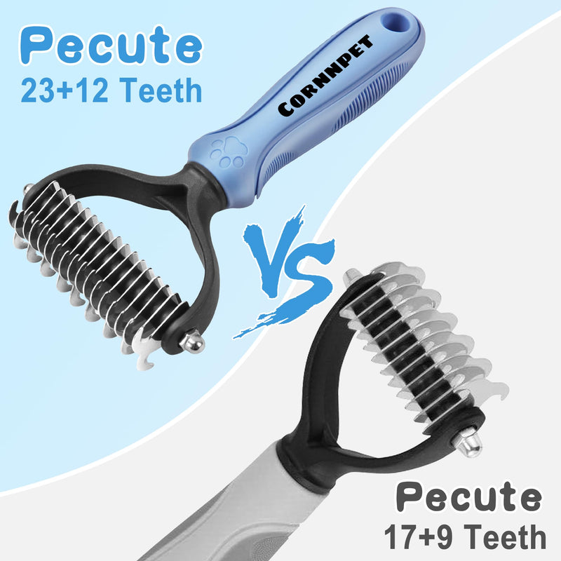 Pet Grooming Brush and Metal Comb Combo,Rake and Brushes for Small, Medium & Large Dogs,Pet Self Cleaning Slicker Brush Hair Remover Grooming Tool for Dogs & Cats,bule blue - PawsPlanet Australia