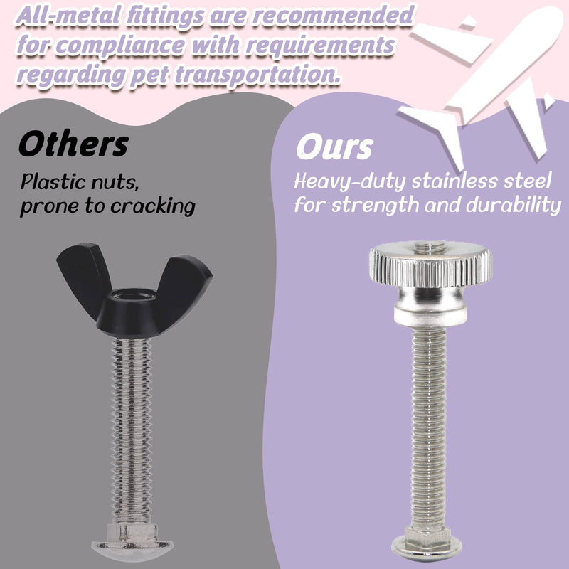 20 Sets Pet Carrier Replacement Fasteners - Heavy Duty Stainless Steel Bolts and Nuts for Kennel - Dog and Cat Replacement Parts, M540-R M5×40-R - PawsPlanet Australia