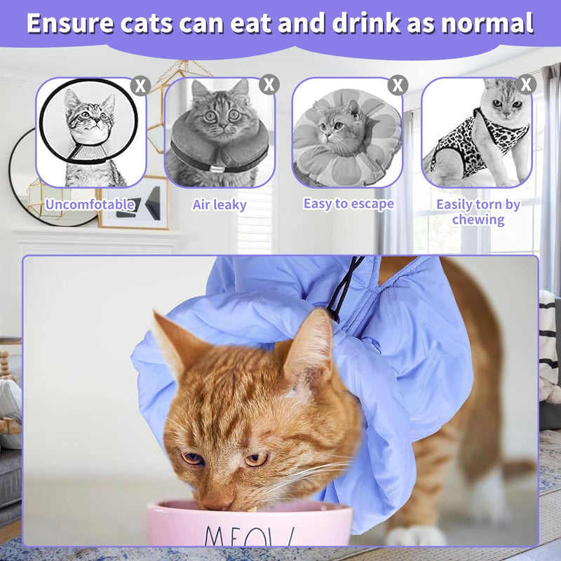 Adjustable Soft Cat Collar, Cat Collar, Breathable, Cat Collar After Surgery, Protective Collar Prevents Licking Wounds for Cats and Kittens, (Light Blue, M)