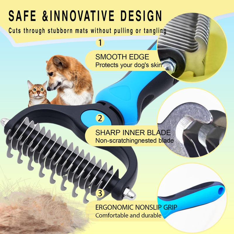Dog Brush for Shedding 2-in-1 with Grooming Glove - Undercoat Rake & Shedding Tool for Long/Short Hair Dogs, Flea Comb & Hair Removal Brush for Gentle Massage (M) M - PawsPlanet Australia
