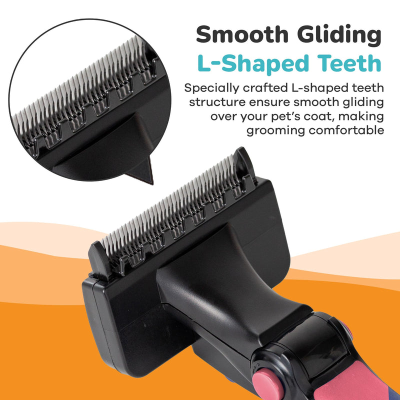 Deshedding Dog Brush for Long Hair (Medium,Pink) – Gentle Deshedding tool for Dogs & Cats – Reduces shedding, without damaging topcoat. Removes Loose Fur & Dead Undercoat. Medium Pink - PawsPlanet Australia