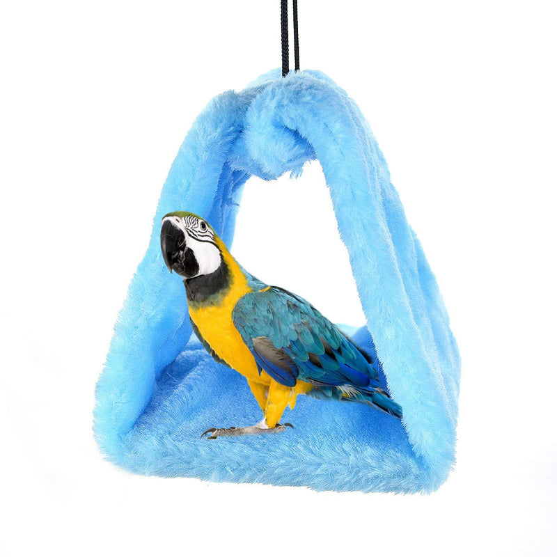 MOACC Winter Warm Bird Nest House Shed Hut Hanging Hammock Finch Cage Plush Fluffy Birds Hut Hideaway for Hamster Parrot Macaw Budgies Eclectus Parakeet Cockatiels Cockatoo Lovebird (M, Blue) M