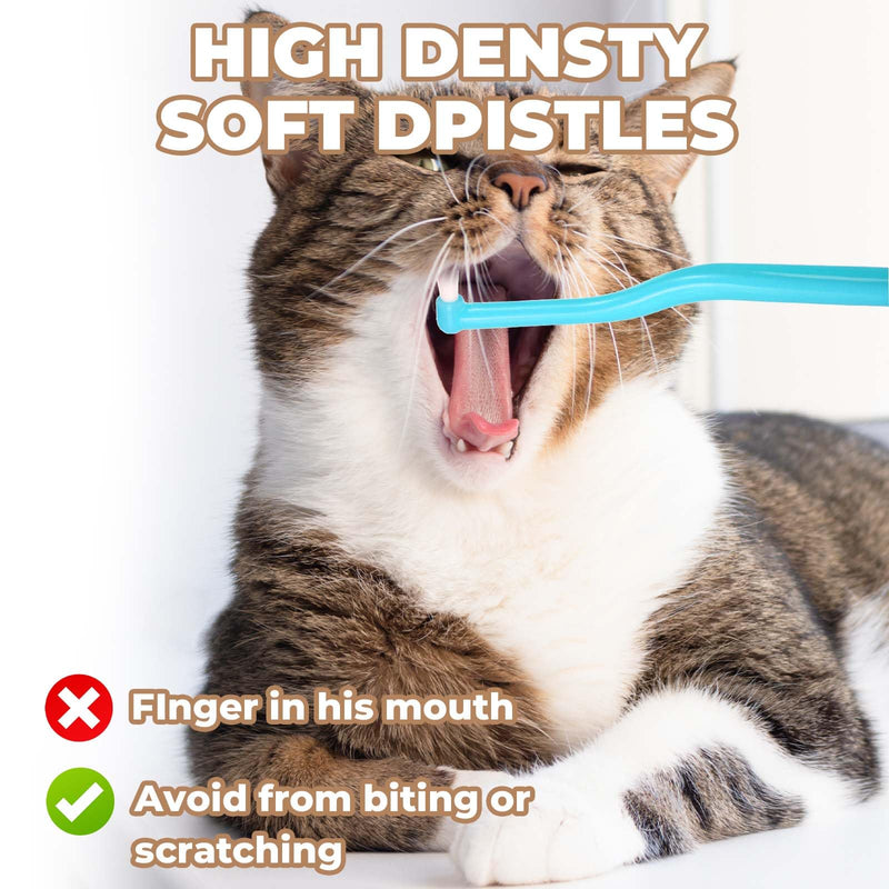 9Pcs Small Dog and Cat Toothbrush Micro Head Pet Toothbrush Bristles Easy to Handle Round Pointed Dog Teeth Cleaning Kit for Mini Pet Doggie Kitten (Blue Pink Yellow) - PawsPlanet Australia