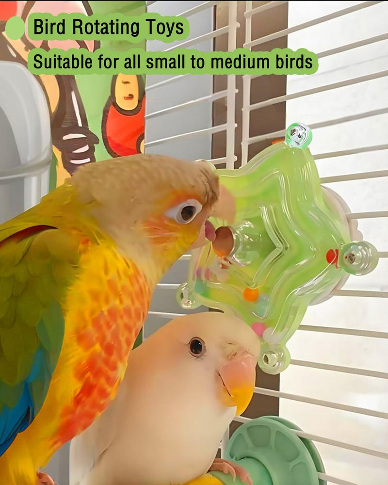 Bird Toys, 2PCS Conure Toys Parrot Rotating Toy Parakeet Spinning Toys Bird Rattle Toys Bird Cage Accessories for Small to Medium Birds, Blue/Green - PawsPlanet Australia