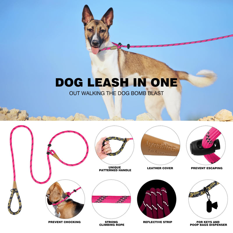 lynxking Slip Lead Dog Leash Reflective, Heavy Duty Comfortable Strong Rope Leash for Large, Medium Small Dogs No Pull Pet Training (Pink, Large 1/2in x 6ft-Slip Lead) Pink - PawsPlanet Australia
