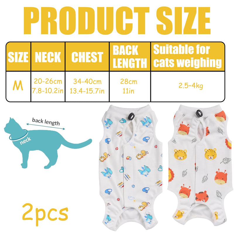 2 Pack Cat Recovery Suit,Breathable Cats Vest after Surgery Female,Adjustable Spay Surgery Recovery Suits for Abdominal Wound Care,Alternative to Cones,Size M (2~4KG Cat)