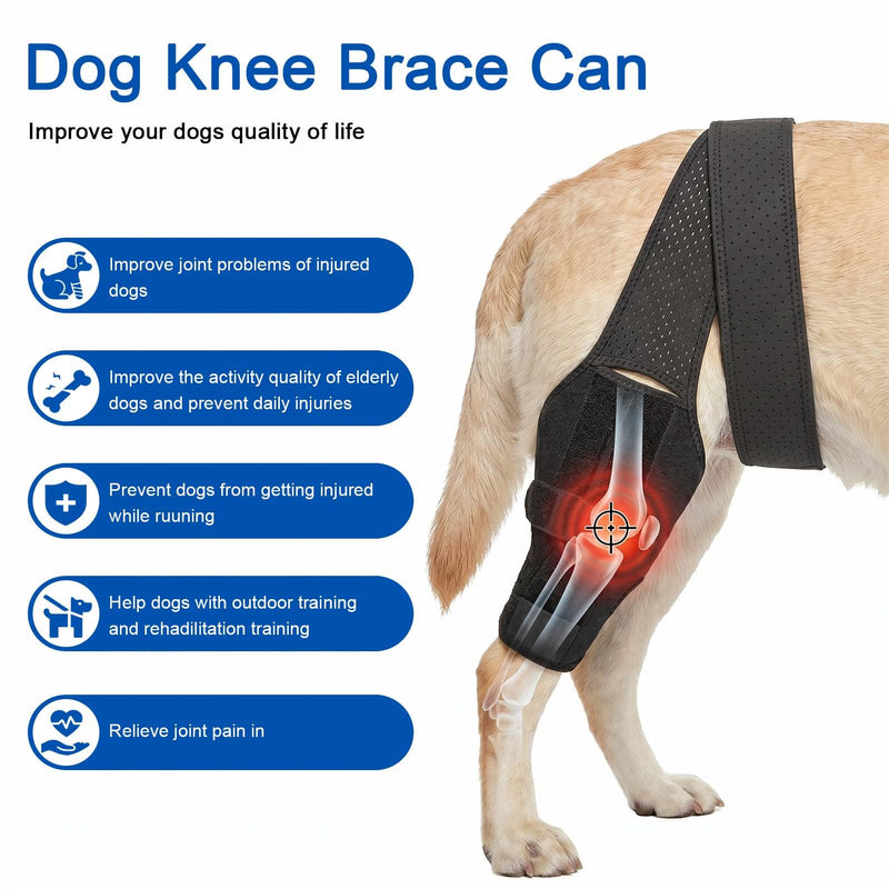 Dog Knee Brace for ACL with Side Stabilizers, Adjustable Joint Hock Support, Canine Leg Surgery Recovery, Black (S) S
