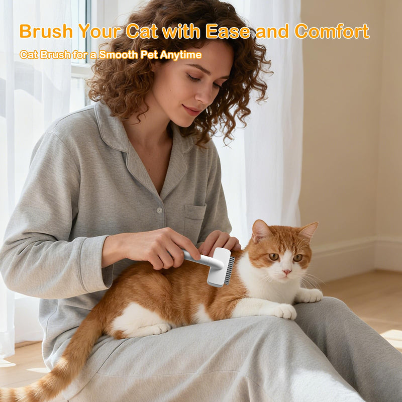 Cat Brush cat grooming supplies Gently Removes Loose Undercoat Mats, Tangled Hair and Soothes Skin. Ideal for Long and Short Haired Pets. (White) White