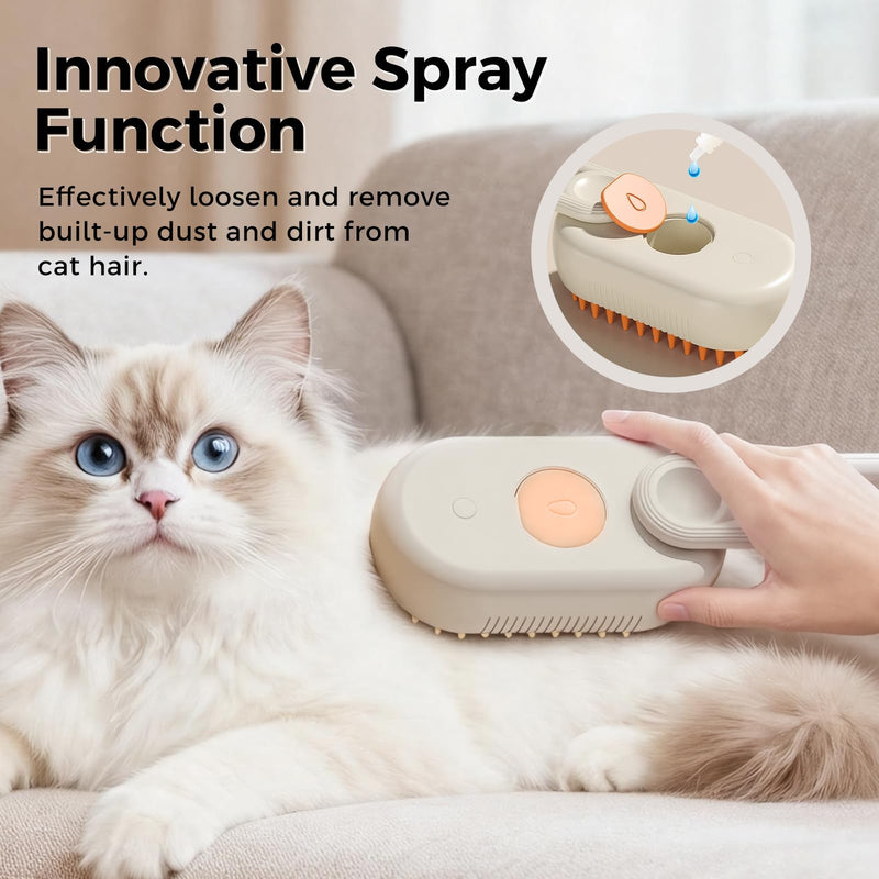 Upgraded 4-in-1 Pet Steam Beauty Brush Wireless Rechargeable Cat and Dog Hair Removal Tool - Anti-Static, Massage, Deep Cleaning, Detangling, One-Stop Professional Beauty Solution brown - PawsPlanet Australia