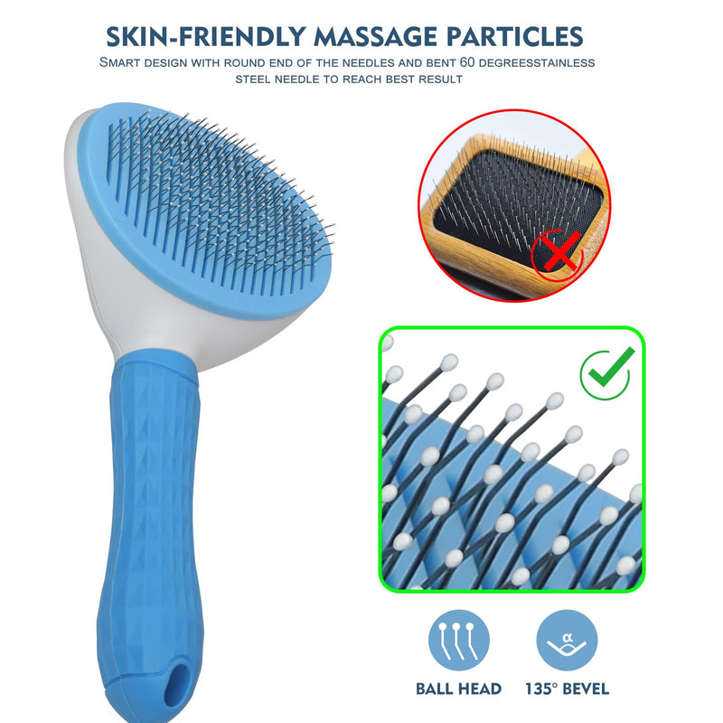 Dog & Cat Hair Brush, Self Cleaning Slicker Brush for Grooming Long & Short Haired Pets, Easy to Remove Loose & Tangles Undercoat, Suitable for All Breeds & Sizes, Promote Circulation - PawsPlanet Australia