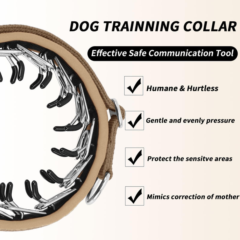Martingale No Pull Dog Collar for Large Medium Small Dogs, Heavy Duty Nylon Reflective Adjustable Anti Pull Slip Collar with Buckle for Training Walking M Khaki M (15"-23" Neck, 1.5" Wide) - PawsPlanet Australia