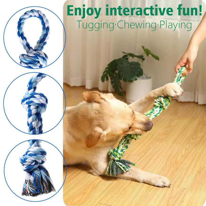 Dog Rope Toys Indestructible Dog Toys, Dog Chew Toys for Aggressive Chewers, Tough Puppy Teething Chew Toys for Boredom, Dental Cleaning Tug of War Dog Toy, Great for Small to Large Breed Blue - PawsPlanet Australia