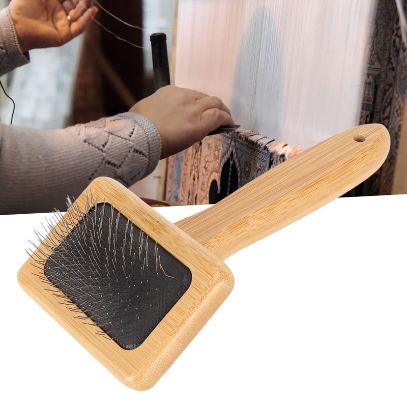 Fockety Sheepskin Wool Brush, Macrame Slicker Comb Pet Slicker Brush with Wood Handle, Removing Shedding and Dirt, All Hair Types, Cats, Dogs, Fabric Care Enthusiasts, All Ages S