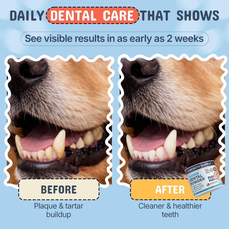 Pets Are Kids Dog Dental Powder | Premium Breath Freshener with OraCMU™ Probiotic for Gut Support | Easy-to-Mix Dog Teeth Cleaning Powder | Fights Bad Breath, Tartar & Plaque | Bacon Flavor, 60 Scoops - PawsPlanet Australia