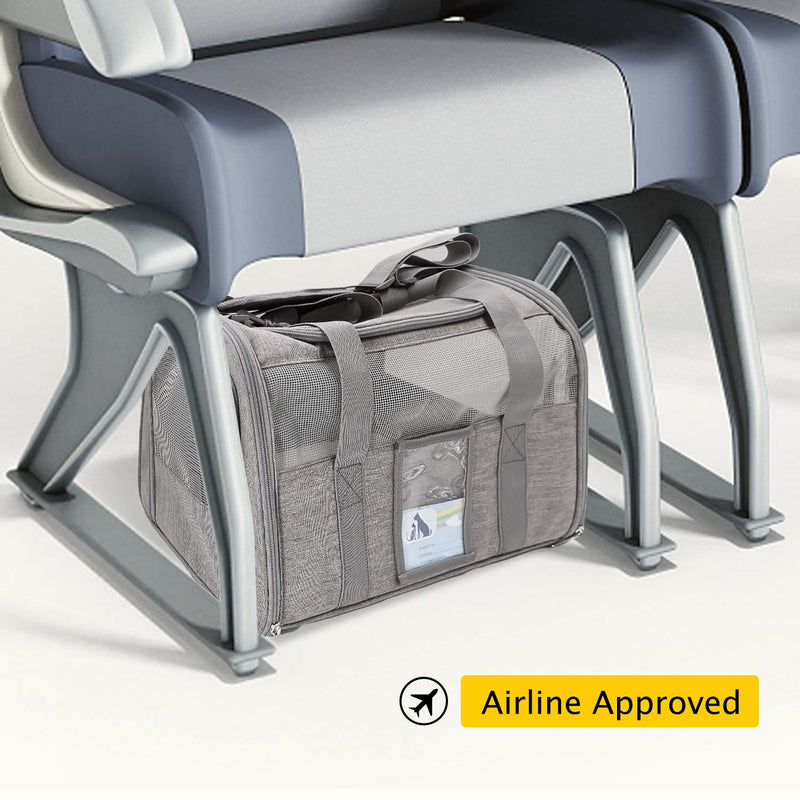 Refrze Cat Carrier,Dog Carriers for Small Dogs Medium Cats Pet Carrier up to 15 Lbs, TSA Airline Approved Cat Carrier Soft, Cat Dog Crate Travel Bag,Grey 17.0"L x 12.0"W x 11.0"H Grey - PawsPlanet Australia