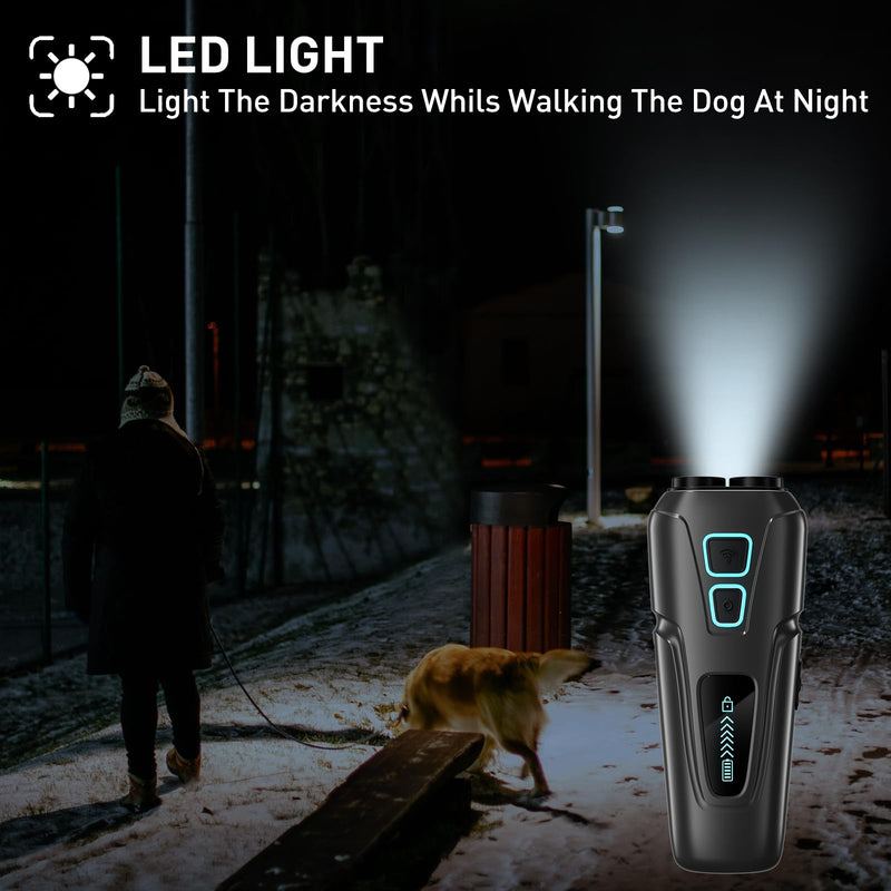 Dog Barking Control Devices Rechargeable Dual Sensor Anti Barking Device with Training/Deterrent Modes Dog Whistle to Stop Barking Ultrasonic Dog Barking Deterrent with LED Flashlight 35 FT Range - PawsPlanet Australia