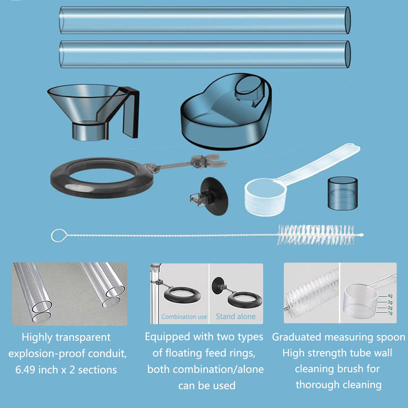 Aquarium Fish and Shrimp Feeding Dish Set, Fish Shrimp Feeder Tube Kit, Perfect for Easy and Feeding of Your Aquatic Pets, with Fish Feeding Ring and Cleaning Brush TZ2 - PawsPlanet Australia