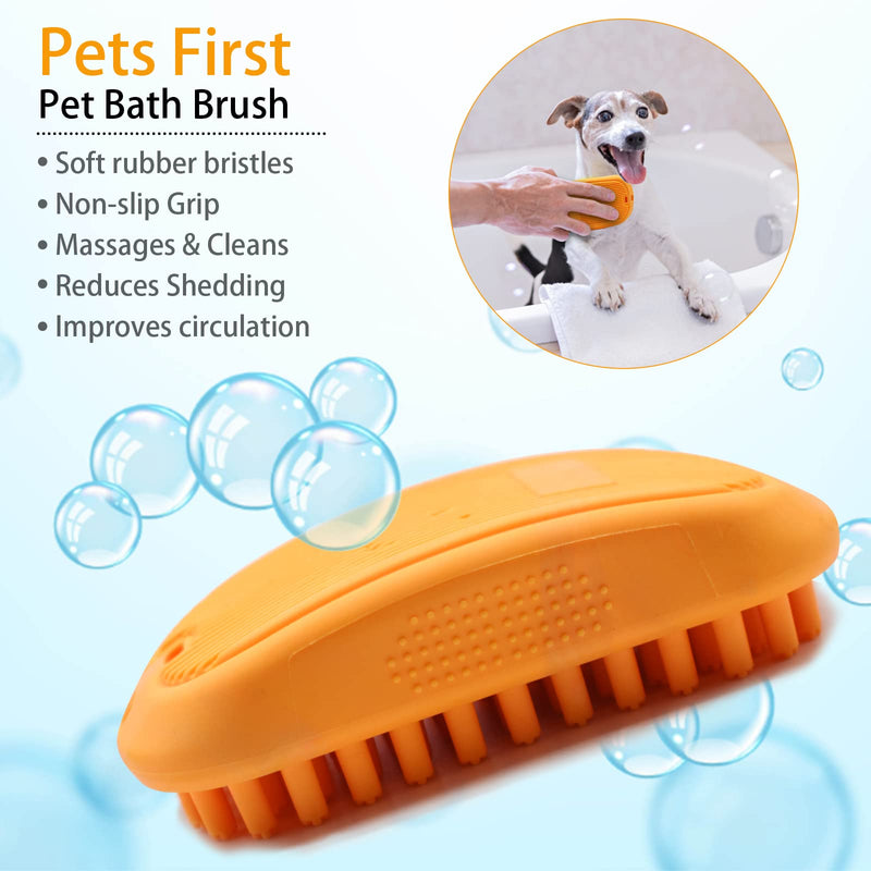 Eilin Pet Bath Brush Massage Brush Silicone Comb Dog Cat Massage Curry Brush Grooming Shower Brush for Shampooing Dogs Cats Small Animals with Short Long Hair Soft Rubber Bristles Washing Orange - PawsPlanet Australia
