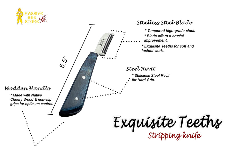 Dog Grooming Coat Stripping Knife Stripper Trimmer Tool Wooded Handle tripping Knives Set of 6 in Stainless Steel non slip tool for grooming dogs (Blue) Blue - PawsPlanet Australia