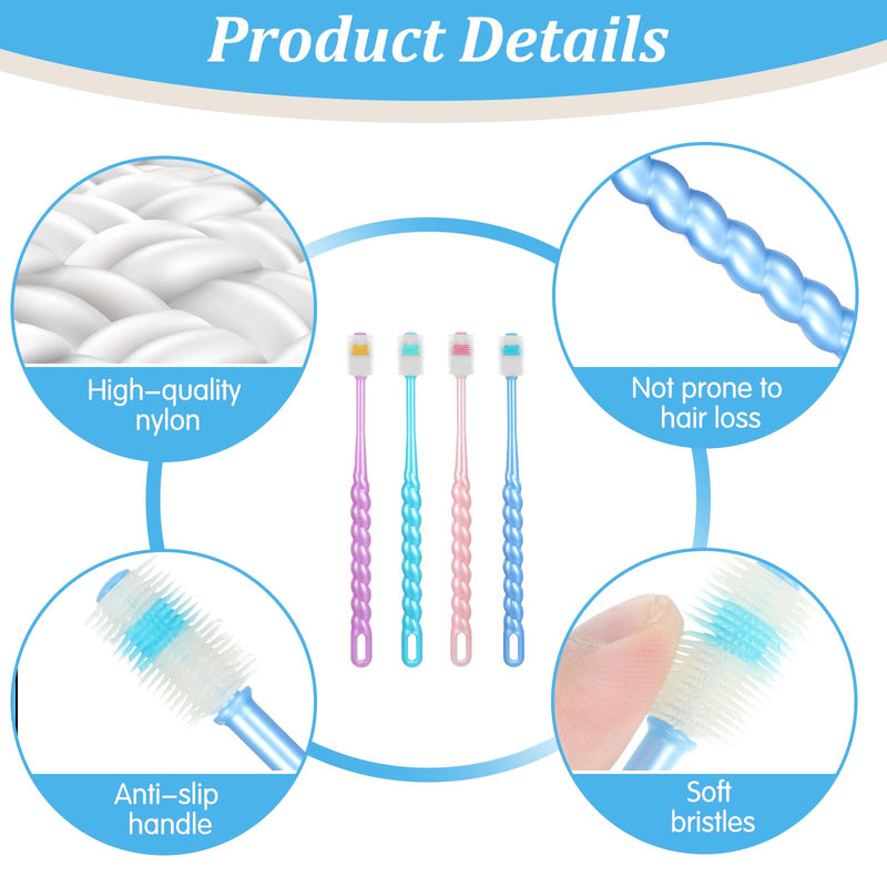 4-Piece Cat Toothbrush, Dog Toothbrush for Small Dogs, 360 Degree Cleaning Dog Toothbrush, Reusable Bristle Long Handle Toothbrush (Pink, Purple, Blue, Green)