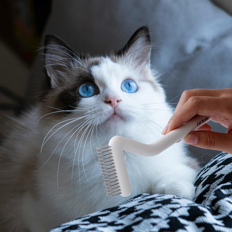 Cat Brush for Long Haired Cats & Indoor Cats, Dog Brush for Shedding & Grooming, Deshedding Dog Brush Dematting Comb for Dogs Remove Loose Hair & Matted Fur, Pet Undercoat Rake, White - PawsPlanet Australia