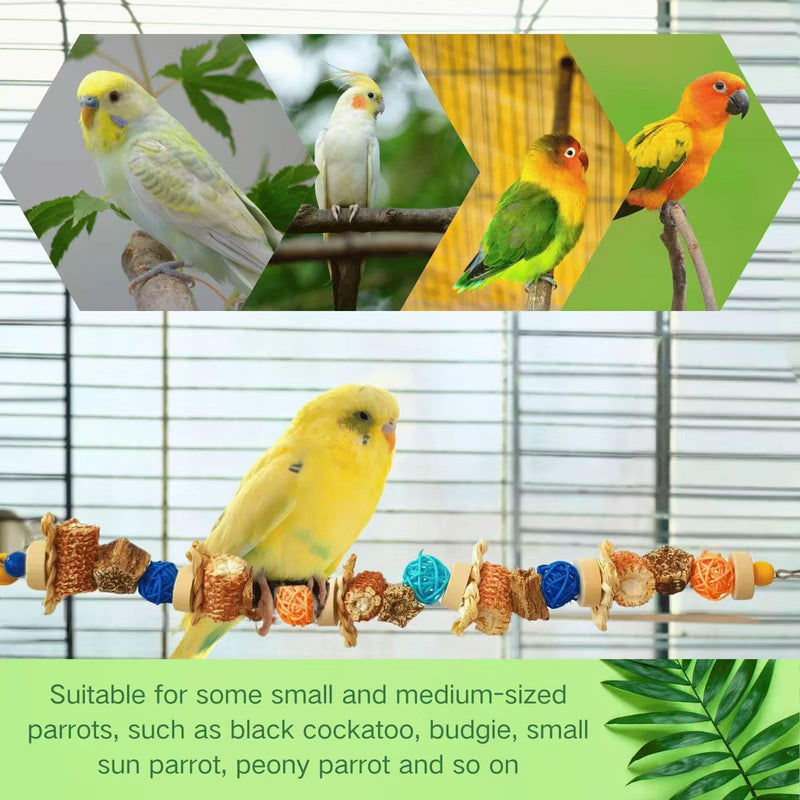 Natural Bird Rope Perches, Parakeet Swing Chew Toy, Birdcage Hanging Toy for Conure Cockatiel Budgies Lovebird Parrot - PawsPlanet Australia