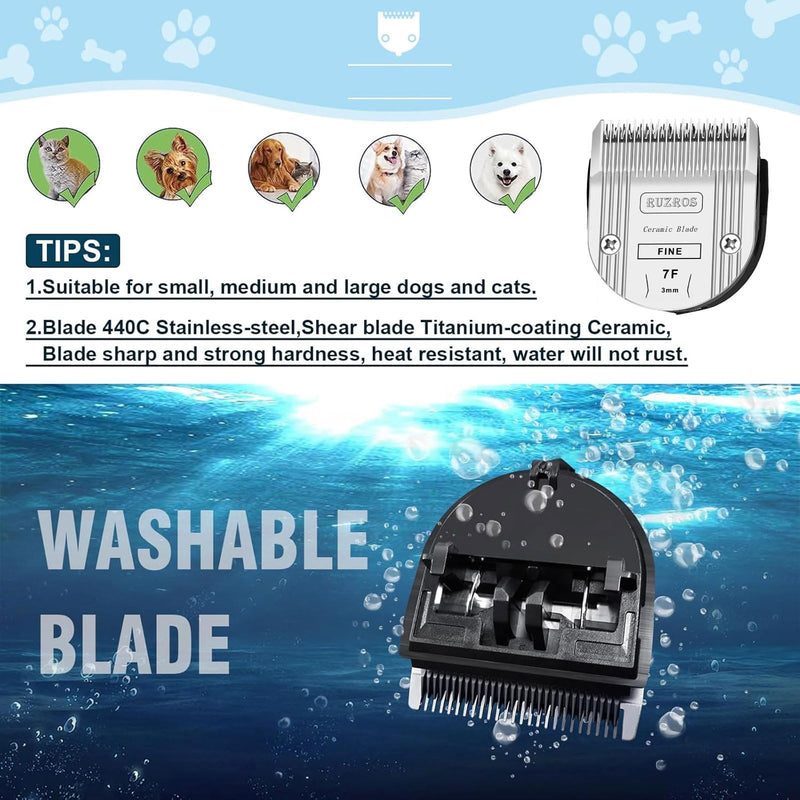 7F Pet Dog Standard Grooming Replacement Blade Compatible with Wahl 5 in 1 Arco,Bravura,Chromado,Creativa,Figura,Motion,Bellissima Clippers,Cutting Length 1/8 in（3mm） 7F (2 PACK) - PawsPlanet Australia