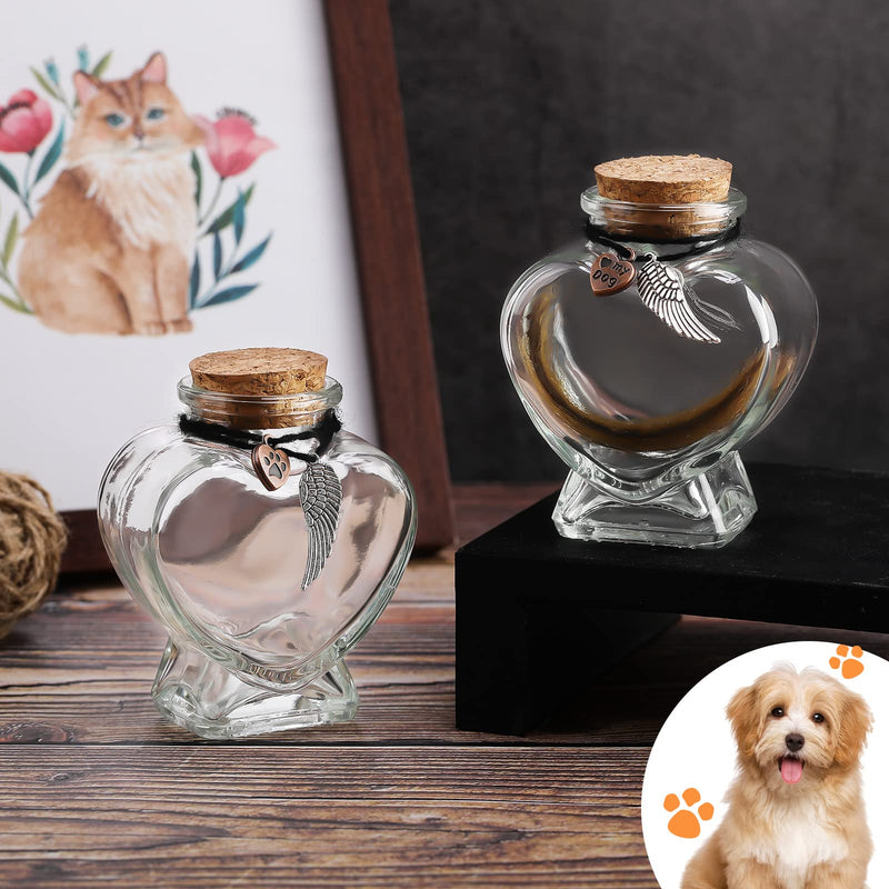 Eaasty 2 Sets Memorial Bottle for Pet Hair, Pet Fur Keepsake Fur Memorial, Clear Dog Cat Fur Keepsake, Pet Memorial Urn Glass Bottles with Cork Stopper (Dog) - PawsPlanet Australia