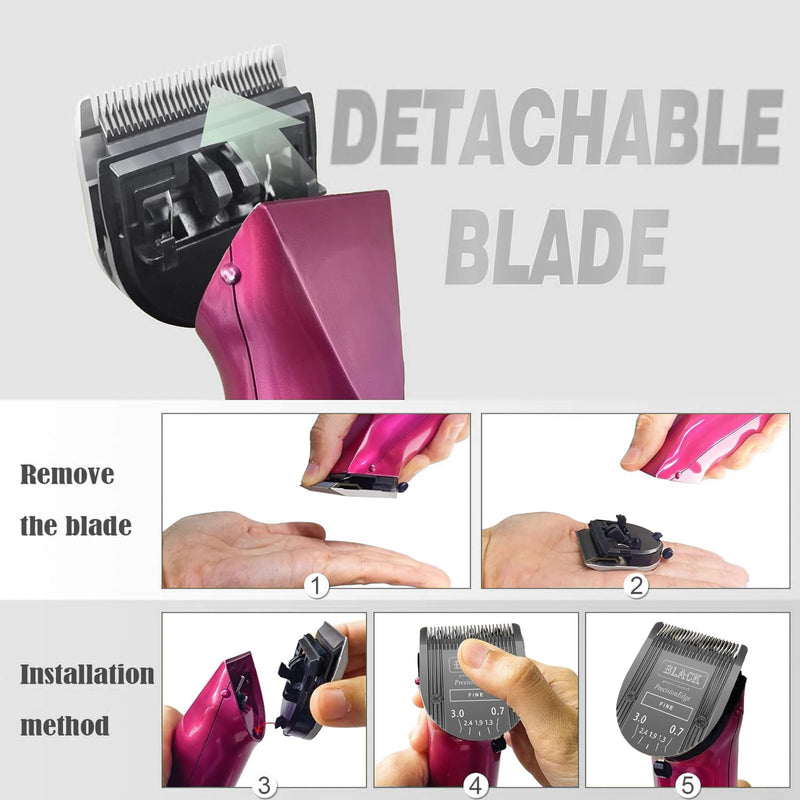 Adjustable 5 in 1 Blades Dog Grooming Blades Compatible with Wahl Animal Clipper Arco, Bravura, Chromado, Creativa, Figura, and Motion Pet, Dog, and Horse (BLACK/2PC) Black/2pc