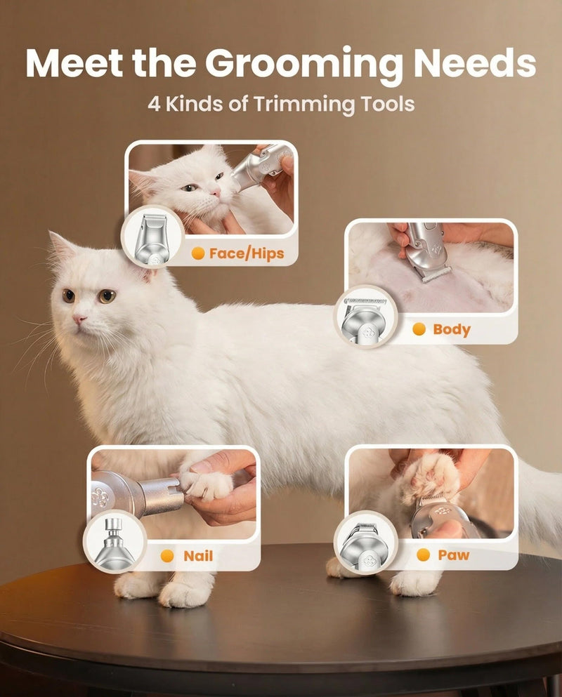 oneisall 4 in 1 Cat Grooming Kit Customised for Puppies and Cats, Cordless 3-Speed Dog/cat Clippers, Quite IPX7 Waterproof Dog Trimmer for Full-Body Grooming - PawsPlanet Australia
